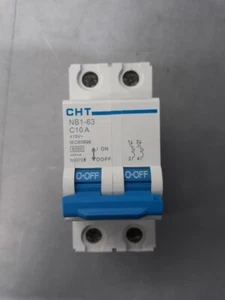 Chint 2 Pole 10Amp MCB Miniature Circuit Breaker 6kA 2 Phase CHT NB1-63 C Curve - Picture 1 of 6