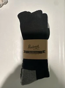 Pack Of 2 Pairs Pembrook Unisex Black White Non Skid Crew Socks Size L/XL NWT - Picture 1 of 6
