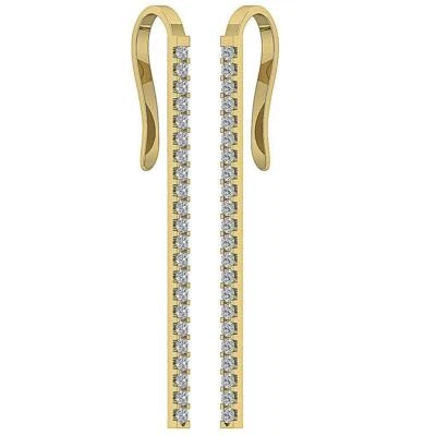 Pendientes araña colgantes de diamantes genuinos I1 G 0,55 quilates valoración oro macizo de 14K Foto 1 de 4