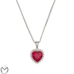 Collana in oro bianco 18 Kt 750 cuore zirconi -391/ST- - Foto 1 di 4