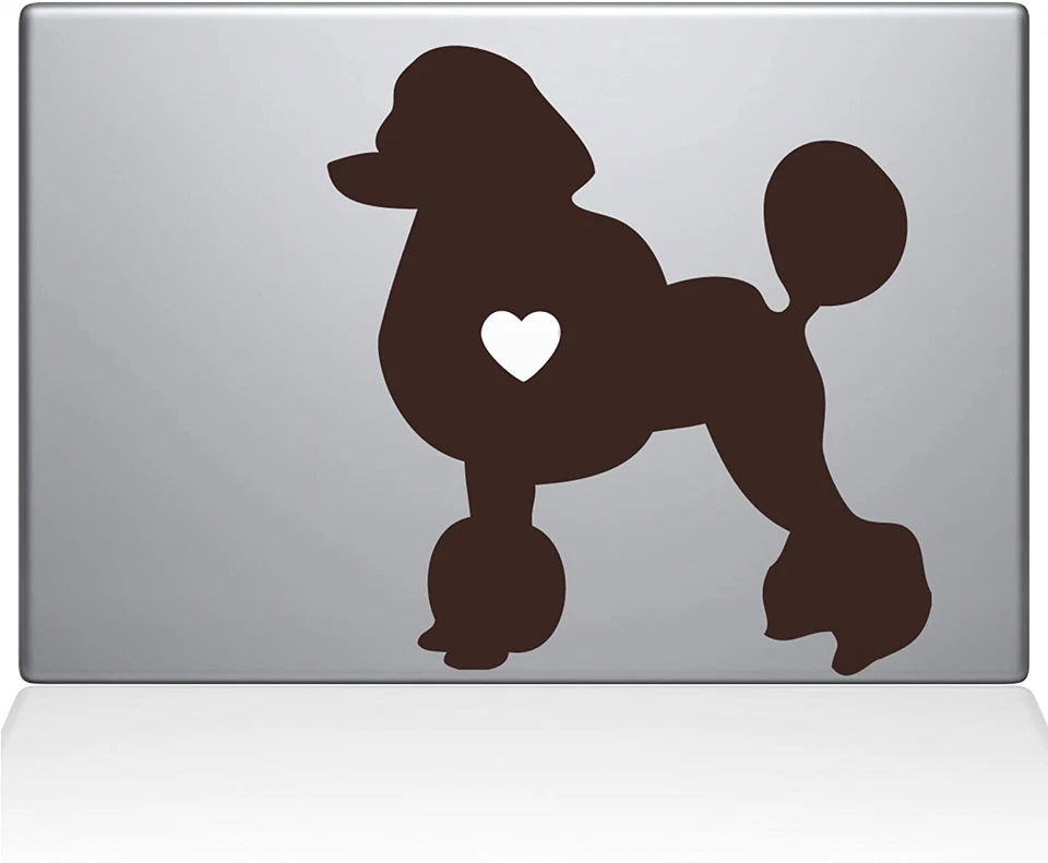 The Decal Guru Poodle Love Silhouette Decal Vinyl Sticker 11" MacBook Air, Brown - Image 1 of 1