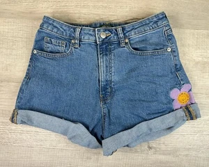 Wild Fable Super High Rise Rolled Cuff Shorts Floral Embroidery Denim 6R W26.5” - Picture 1 of 21