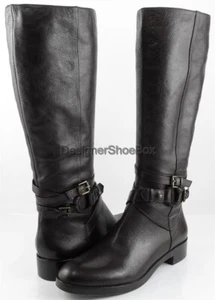 $398 VIA SPIGA GABRIELLE T Moro Brown Leather Designer Knee High Riding Boots 10 - Picture 1 of 6