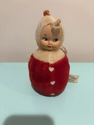 Vintage Knickerbocker Musical Chime roly-poly, rubberfaced red, works 6.5" - Image 1 of 4