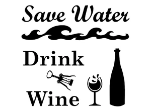 Save Water Drink Wine 2 pcs 3.75 Inch Fused Glass Decals - Picture 1 of 1