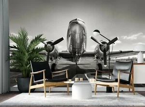 Aircraft on a Runway Wall Mural Photo Wallpaper Airplane Paper Poster 366x254 cm - Imagen 1 de 8