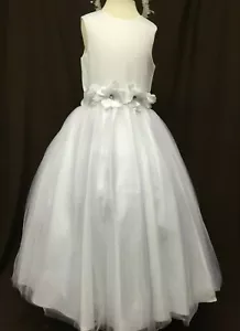 Abito Visara Fiore Bambina 1° Prima Comunione Raso Bianco 7-8 anni - Foto 1 di 11