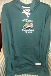 RARE..LIFE IS GOOD SOFT & WARM MEN FLEECE  HOODIE   "LONG STRANGE TRIP..." (XL) - Picture 1 of 5