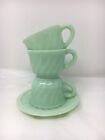 3 Tasses Opaline Vert Pastel + 1 Soucoupe Made In France
