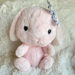 Amuse Shiroppi Pink Bunny Stuffed Plush with Bow 17” - Bild 1 von 6