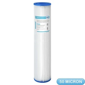 Filtro de agua plisado lavable azul grande 50 micras 20" x 4,5" repuesto - Imagen 1 de 9