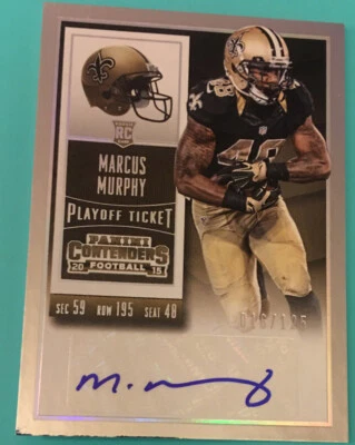 2015 Contenders Playoff Ticket #149 Marcus Murphy Rookie Auto /125 RC Card - Image 1 of 2