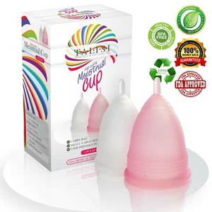 Talisi Reusable 2 Menstrual Cups Set Large and Small Silicone Soft Copa Period - Picture 1 of 11