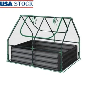 Galvanized Raised Garden Bed W/ Removable Greenhouse Year-Round Planting New - Picture 1 of 8