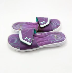 Sandalias de playa Under Armour para mujer 4D espuma deslizable púrpura verde 1266419-101 talla 9 - Imagen 1 de 9