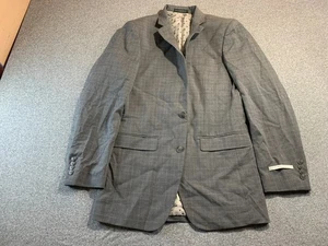 Perry Ellis Portfolio Blazer Mens 36L Gray Check Slim Fit Two-Button Suit Jacket - Picture 1 of 14