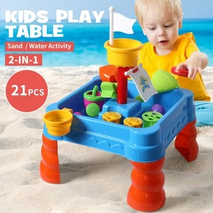21pc Kids Sand Water Activity Play Table Child Fun Outdoor Sandpit Toys Set - Picture 1 of 11