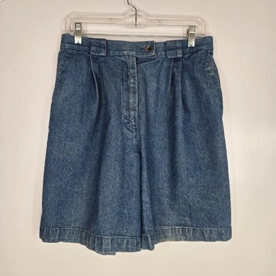 Pantalones cortos de mezclilla Charter Club de tiro alto plisados holgados de los años 80 para mujer talla 12 Foto 1 de 4