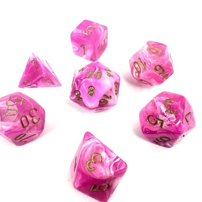RARO FUERA DE STOCK Dados Chessex - Vortex Rosa con Oro (7 piezas) CHX 27454 NUEVO SELLADO Foto 1 de 4