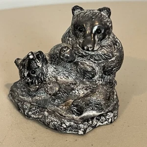 Estatuilla de piedra de jabón tallada a mano de osos de lucha originales de lobo de colección Canadá - Imagen 1 de 10