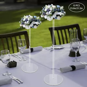 10 Pcs Acrylic Flower Stand Wedding Centerpiece Tall Vase Bouquet Backdrop Vase - Picture 1 of 20
