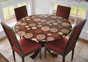 Medallion Elastic Table Cover Plastic Large Round Fits 45 to 56 inch Diameter - Picture 1 of 8