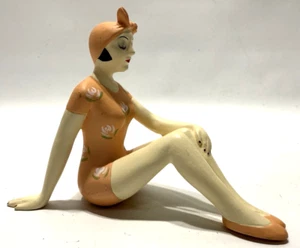 Art Deco Vintage Style Woman Bathing Orange Suit Beauty Figurine 4.75"x3.5"x2" - Picture 1 of 9