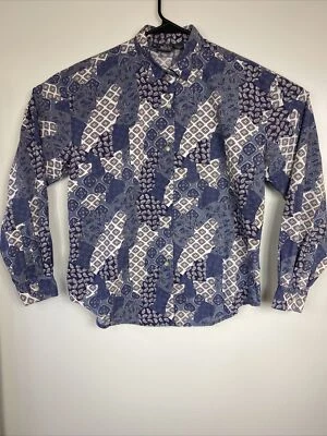 Camisa Woolrich Mujer Mediana Manga Larga Con Botones Patchwork Azul Paisley Foto 1 de 4