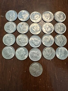 Roll of 21 1965-1969 40% Silver Kennedy Half Dollars $10.50 Face Value Look - Picture 1 of 8