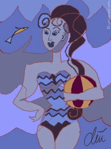 JACQUELINE DITT - Wellenbad ltd.sign.Original Druck Grafik Badenixe Bilder Frau - Bild 1 von 3