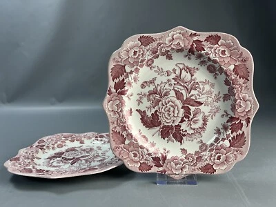 Spode Archive Collection Salad Plate British Flowers Poppy Pink Red - Set of 2 - Image 1 of 3