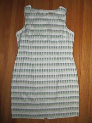 Vestido recto Expressions, patrón a cuadros verde y plateado, para mujer 14; usado Foto 1 de 4