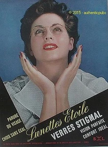 PUBLICITE VERRES STIGMAL LUNETTE ETOILE VISION DE 1957 FRENCH AD PUB VINTAGE - Imagen 1 de 1