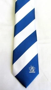 52145 NTH MELBOURNE KANGAROOS AFL TEAM COLOURS & LOGO STRIPE MENS DRESS NECK TIE - Picture 1 of 1