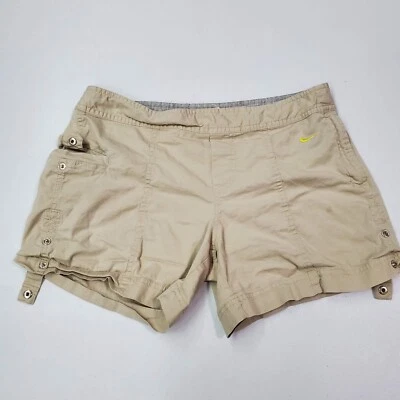 Nike Women Shorts Medium Khaki Chino Vintage Y2K Swoosh Logo 5" Inseam READ - Image 1 of 4