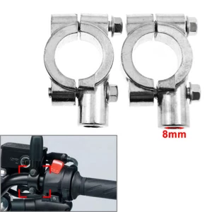 22MM M8 8mm Manubrio Moto Supporto Specchio Adattatore Morsetto Cromato Coppia - Foto 1 di 4