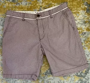 Orig. Pantalones Cortos PENGUIN Para Hombre Preppy Borgoña Geo Patrón Talla 36w 9” Entrepierna Algodón - Imagen 1 de 12
