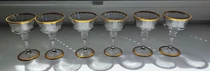 6 Schöne Gläser mit Goldzahnrand Eisch? für Gebäck? - Hochzeit - Feste - Anlässe - Bild 1 von 3