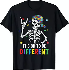 Autism Awareness It's Ok To Be Different Skeleton Kids Boys T-Shirt - Picture 1 of 5