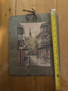 NEW ORLEANS ARTIST: Knut Engelhardt, Historical Art on Original Roofing Slate - Picture 1 of 10
