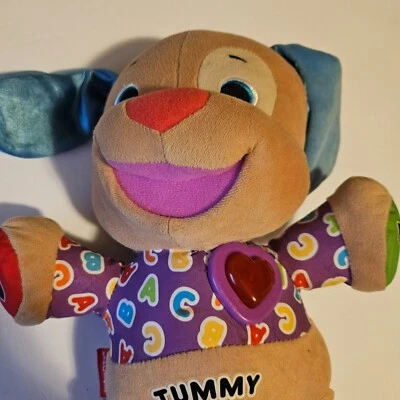 Fisher Price Learning Tummy Dog Sings Heart Talk ABC Interactive Plush Toy - Image 1 of 4