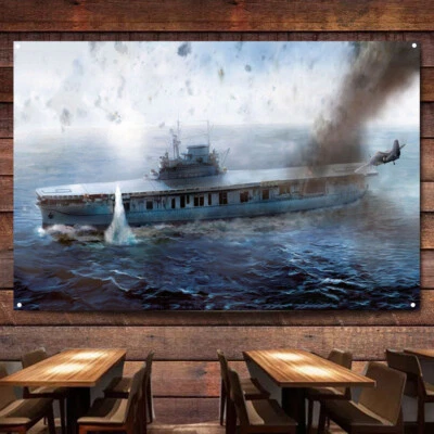 USS Enterprise CV-6 Aircraft Carrier Prints Artwork Flag Battleship Wall Poster  - Image 1 of 4