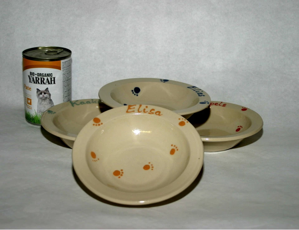 keramik-im-hof Futtertellerchen mit Wunschname, Napf, Schüssel, Katze, Hund - Bild 1 von 1