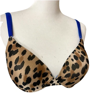 Tshirt Push Up Bra Form Fitting Leopard Print Full Coverage Sz 38C Fruit of Loom - Image 1 of 4