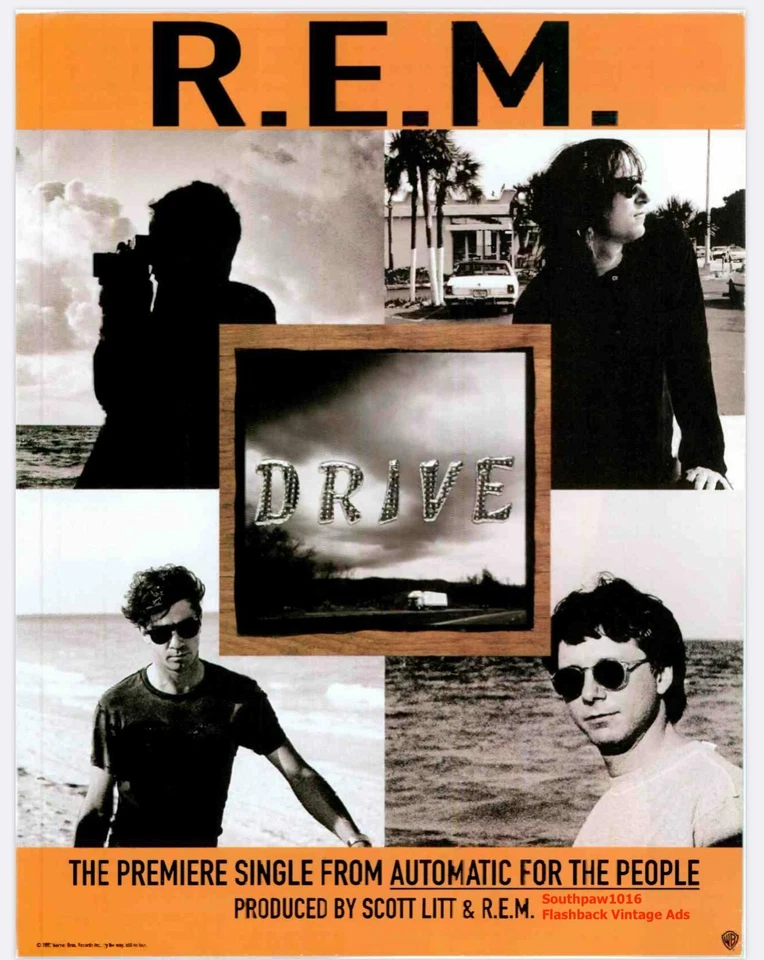 1992  R.E.M. "Drive" Song Release Music Industry Promo Reprint Advertisement - Image 1 of 1