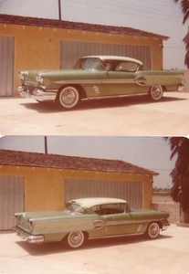 Pontiac 1958 verde blanco lote de 2 fotografías a color de 2 puertas - Imagen 1 de 1