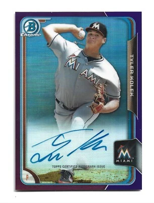 Tyler Kolek AUTOGRAPH /250 Purple Refractor Miami Marlins 2015 Bowman AUTO Card - Image 1 of 2