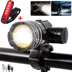 Luces de LED para bicicletas USB recargable impermeable Frontal más Luz Trasera - Picture 1 of 23