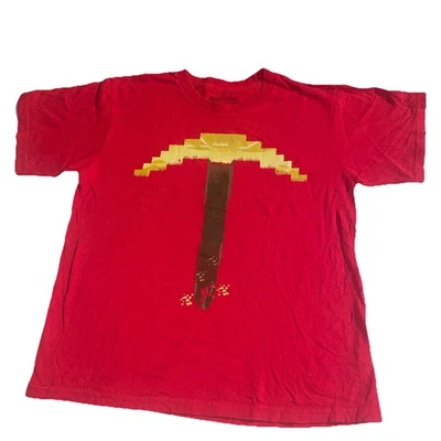 Camiseta Minecraft Pickaxe Gráfica Roja Mediana Mojang Oficial Algodón Jinx 2015  Foto 1 de 4