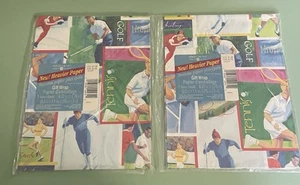 Vintage American Greetings Sports Wrapping Paper Gift Wrap Lot Of 2 - Picture 1 of 5